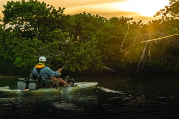 fly fishing from a kayak