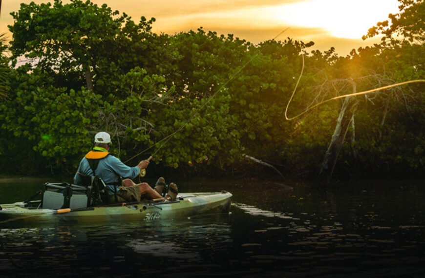 fly fishing from a kayak